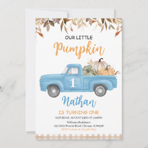 Invitation Bleu Citrouille Camion Anniversaire