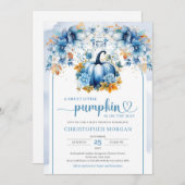 Invitation Bleu citrouille chou orange feuille boho arch (Devant / Derrière)