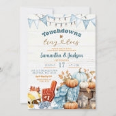 Invitation Bleu Citrouille Football Touchdown Co-Ed Baby Boy (Devant)