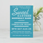 Invitation Bleu clair affiche Style Sweet 16 Party (Debout devant)