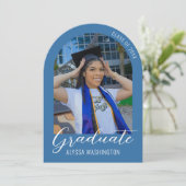 Invitation Bleu clair Arc moderne Photo Graduation Party (Debout devant)