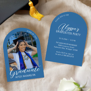 Invitation Bleu clair Arc moderne Photo Graduation Party