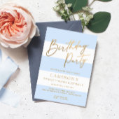 Invitation Bleu clair Bande Or Anniversaire