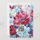 Invitation Bleu clair, Bleu Duché et Mariage Floral Bourgogne (Dos)