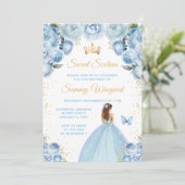 Invitation Bleu clair Brown cheveux Princesse Sweet sixteen (Debout devant)
