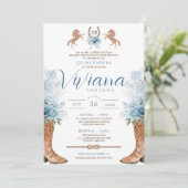 Invitation Bleu clair Charra Quinceanera (Debout devant)