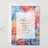 Invitation Bleu clair, corail et Mariage de pêche (Devant)