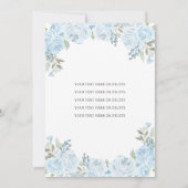 Invitation Bleu clair doux Argent Floral Princesse Quinceañer (Dos)