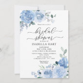 Invitation Bleu clair Dusty Botanique Fête des mariées floral (Devant)