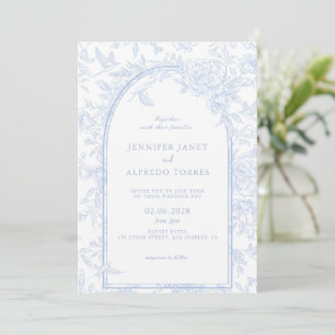 Invitation Bleu clair Élégant Mariage floral