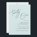 Invitation Bleu Clair | Élégant Script femmes 21e anniversair<br><div class="desc">Élégantes invitations à la fête du 21e anniversaire avec "vingt et un" en écriture manuscrite. Police noire sur un arrière - plan bleu doux.</div>
