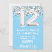 Invitation Bleu clair et argent 12e anniversaire (Devant)