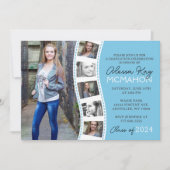 Invitation Bleu clair et Bleu 6 Diplôme photo (Devant)