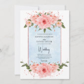 Invitation Bleu clair et flou Fleur Dusty Bleu Botanique (Devant)