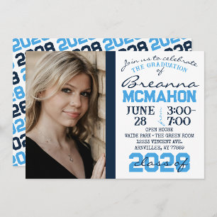 Invitation Bleu clair et la Marine Graduation Photo Invitatio