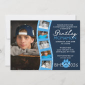 Invitation Bleu clair et marine Graduation 6 Photo Collage (Devant)