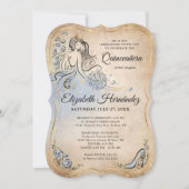 Invitation Bleu clair et or princesse Quinceanera Anniversair (Devant)
