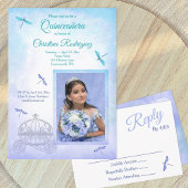 Invitation Bleu clair et turquoise, Carrosse Quinceañera