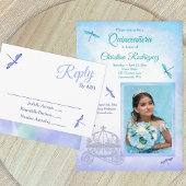 Invitation Bleu clair et turquoise, Carrosse Quinceañera
