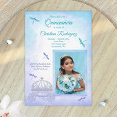 Invitation Bleu clair et turquoise, Carrosse Quinceañera