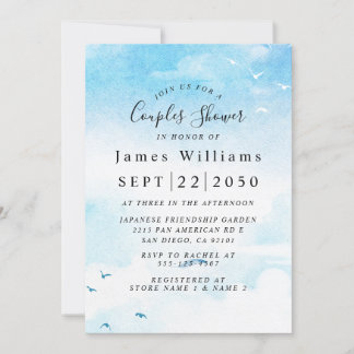 Invitation Bleu clair, Fête des mariées de plage