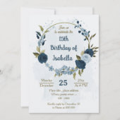 Invitation bleu clair fleurs de la marine anniversaire botani (Devant)