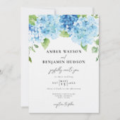 Invitation Bleu clair Hydrangea Dusty Navy Floral Mariage (Devant)