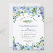 Invitation Bleu clair Hydrangeas Vert Mariage aquarelle (Devant)