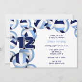 Invitation bleu clair marine volleyballs anniversaire de enfa (Devant)