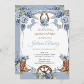 Invitation Bleu clair Occidental Charra Quinceanera Invitatio (Devant / Derrière)