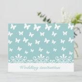 Invitation Bleu clair Papillons blancs tournois Mariage Invit (Debout devant)