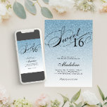 Invitation Bleu clair Parties scintillant de verre doux 16<br><div class="desc">Cette belle invitation comporte une parties scintillant bleu clair faux et votre texte personnalisé. Utilisez le formulaire modèle pour ajouter vos informations. Modifiez la police ou ajoutez du texte à l'aide de la fonction Personnaliser It.</div>