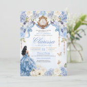 Invitation Bleu clair Princesse Douce 16 Cendrillon V2 (Debout devant)