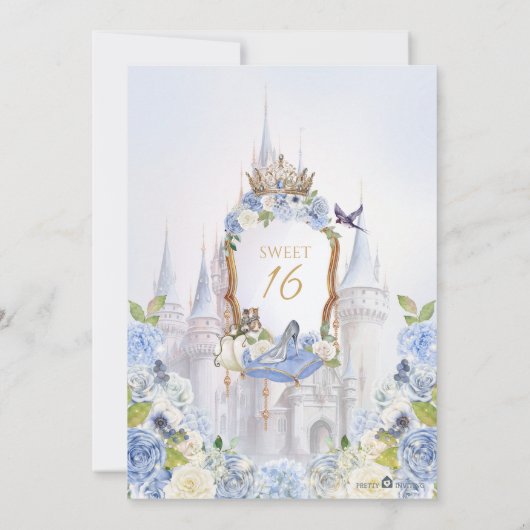 Invitation Bleu clair Princesse Douce 16 Cendrillon V2 (Dos)