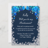 Invitation Bleu clair Rose Flocon de neige Noël Bridesmaid (Devant)