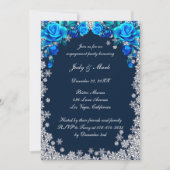 Invitation Bleu clair Roses Snowflake Engagement (Devant)