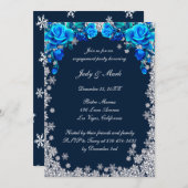 Invitation Bleu clair Roses Snowflake Engagement (Devant / Derrière)