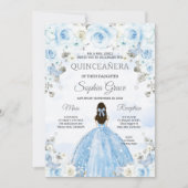 Invitation Bleu clair Silver Princesse Quinceanera Anniversai (Devant)