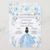 Invitation Bleu clair Silver Princesse Quinceanera Anniversai (Devant / Derrière)
