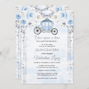 Invitation Bleu clair Silver Princesse Quinceanera Anniversai