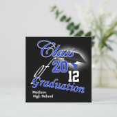 Invitation Bleu "classe de" modèle PERSONNALISER (Debout devant)