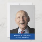 Invitation Bleu Classique Célébration De La Vie Avec Photo (Devant)