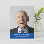 Invitation Bleu Classique Célébration De La Vie Avec Photo (Debout devant)