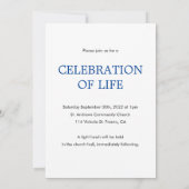 Invitation Bleu Classique Célébration De La Vie Avec Photo (Dos)