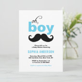 Invitation Bleu classique C'est un Baby shower de moustache g (Debout devant)