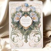 Invitation Bleu classique et crème Art nouveau Mariage