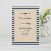 Invitation Bleu classique/rayures vanille Fête des mariées en (Debout devant)