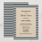 Invitation Bleu classique/rayures vanille Fête des mariées en (Devant / Derrière)