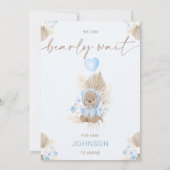 Invitation Bleu Coeur Bearly Wait Baby shower (Dos)
