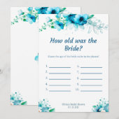 Invitation Bleu Comme l'âge de la mariée Fête des mariées car (Devant / Derrière)